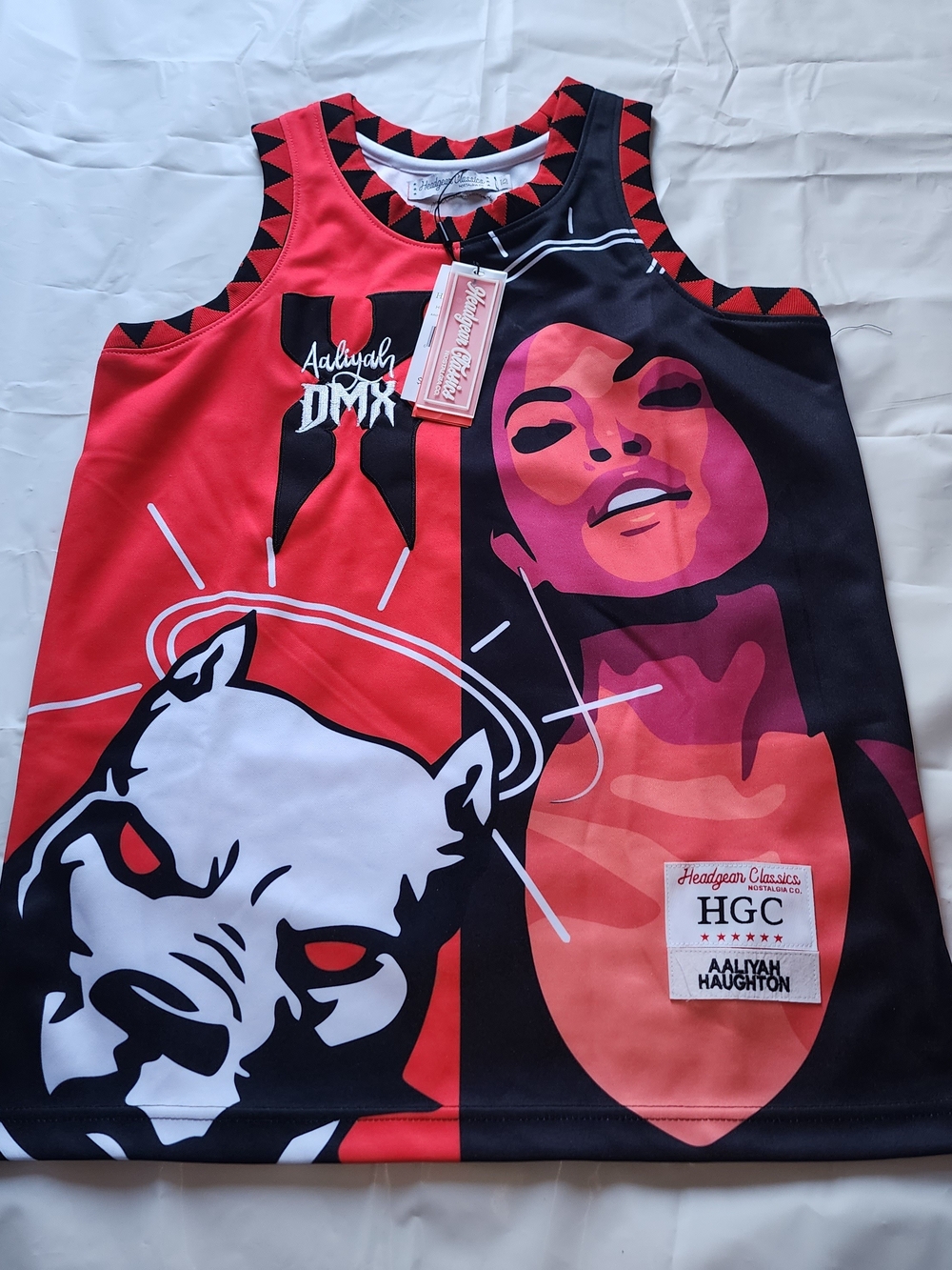 Aaliyah DMX Graphic Tank Jersey - Red & Black